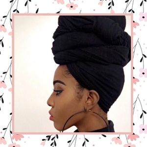 🍒LARGE HEAD WRAP TURBAN SCARF MULTIPURPOSE BLACK